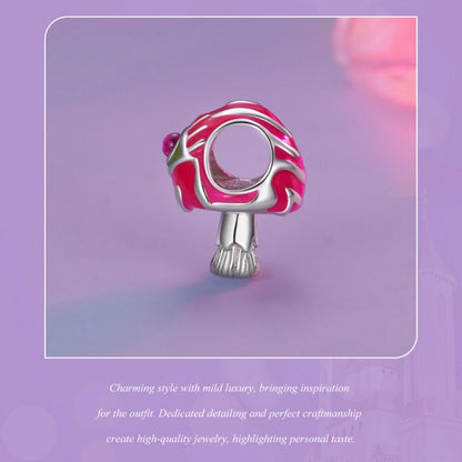SCC2532 Sterling Silver S925 Luminous Psychedelic Mushroom Pendant Accessories DIY Bracelet Beads - Necklaces & Pendants by PMC Jewellery | Online Shopping South Africa | PMC Jewellery