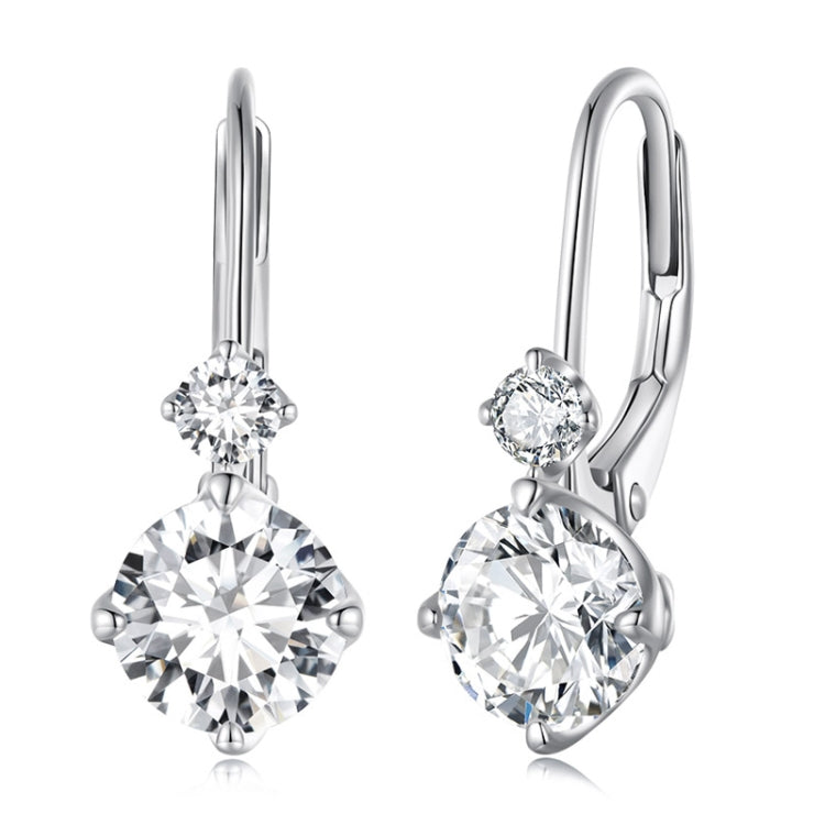 MSE031 Sterling Silver 925 White Gold Plated Zircon Light Luxury Style Moissanite Earrings - Stud Earrings & Earrings by PMC Jewellery | Online Shopping South Africa | PMC Jewellery