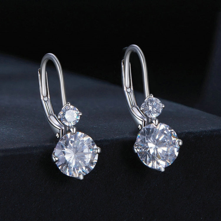 MSE031 Sterling Silver 925 White Gold Plated Zircon Light Luxury Style Moissanite Earrings - Stud Earrings & Earrings by PMC Jewellery | Online Shopping South Africa | PMC Jewellery