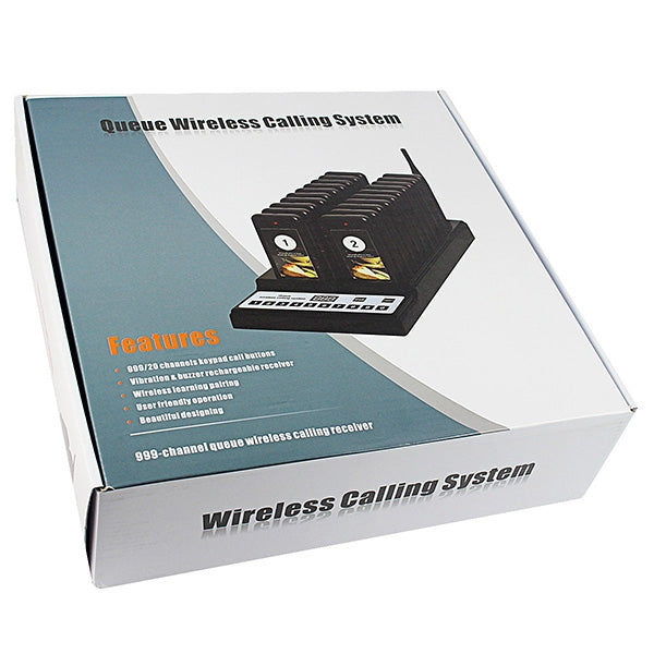 QC100 999 Channel Restaurant Wireless Paging Queuing Calling System with 20 Call Coaster Pagers, EU Plug - Alarm System by PMC TechLife | Online Shopping South Africa | PMC TechLife