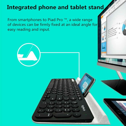 Logitech K780 Multi-device Bluetooth + Unifying Dual Mode Wireless Keyboard with Stand (Black) - Wireless Keyboard by Logitech | Online Shopping South Africa | PMC Jewellery