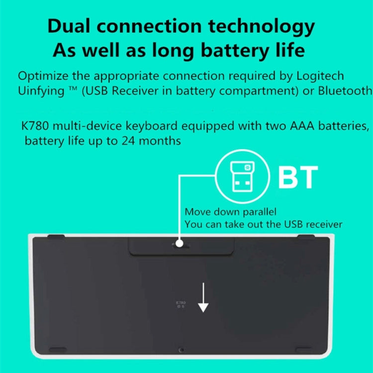 Logitech K780 Multi-device Bluetooth + Unifying Dual Mode Wireless Keyboard with Stand (Black) - free shipping - PMC TechLife - Order now!