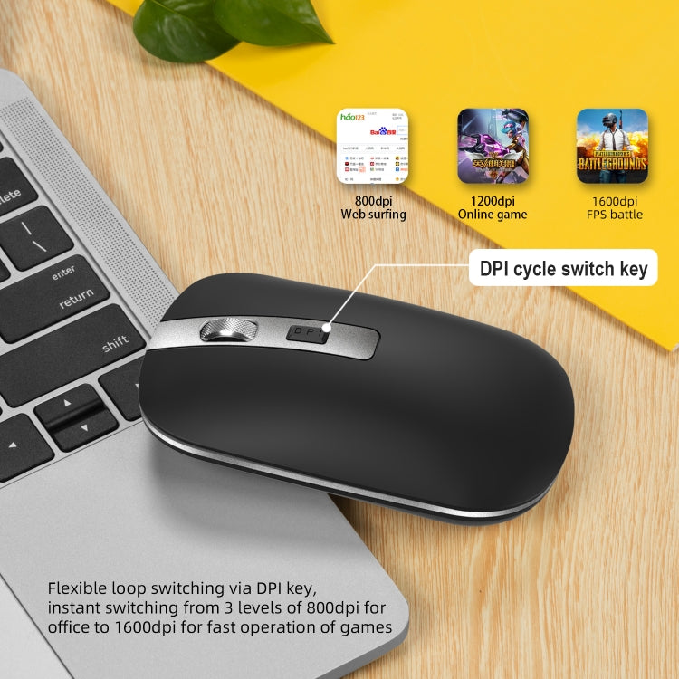 HXSJ M30 Rechargeable Wireless Mouse Metal Wheel Mute 2.4G Office Mouse 500 mAh Built-in Battery(Grey) - Wireless Mice by HXSJ | Online Shopping South Africa | PMC Jewellery | Buy Now Pay Later Mobicred