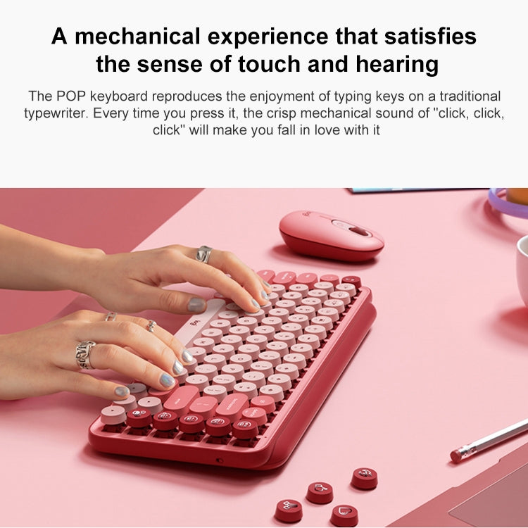 Logitech POP KEYS Round Button Bluetooth Mechanical Keyboard (Pink) - free shipping - PMC TechLife - Order now!