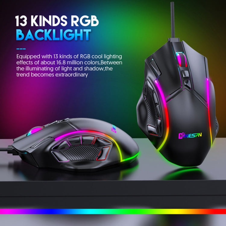 MKESPN X15 Full Speed 12800DPI 12 Buttons Macro Definition RGB Wired Mouse - Wired Mice by MKESPN | Online Shopping South Africa | PMC Jewellery | Buy Now Pay Later Mobicred