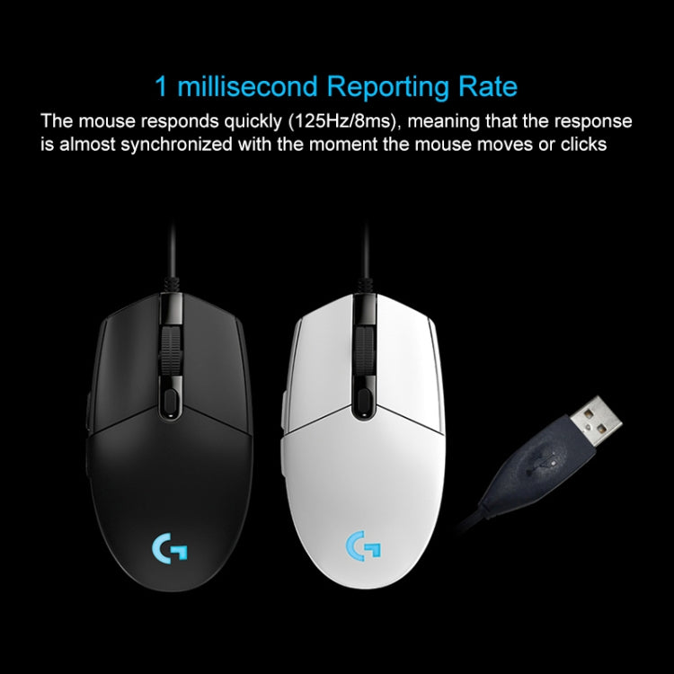 Logitech G102 6-keys RGB Glowing 6000DPI Five-speed Adjustable Wired Optical Gaming Mouse, Length: 2m (White) - Wired Mice by Logitech | Online Shopping South Africa | PMC TechLife | Buy Now Pay Later Mobicred