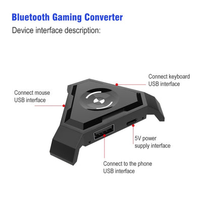 HXSJ P5 Bluetooth 4.1 Keyboard Mouse Bluetooth Gaming Converter, Can Not Be Pressed Version(Black) - Converter & Adapter by HXSJ | Online Shopping South Africa | PMC Jewellery | Buy Now Pay Later Mobicred