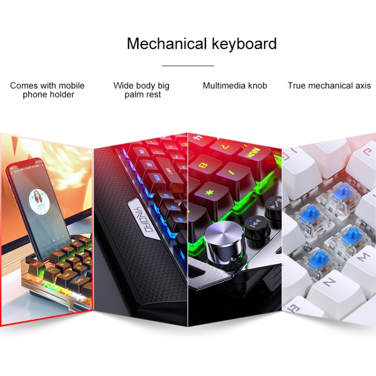 YINDIAO K100 USB Metal Mechanical Gaming Wired Keyboard, Mixed Light Blue Shaft(Black) - free shipping - PMC TechLife - Order now!