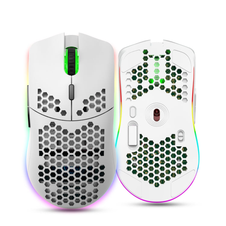 HXSJ T66 7 Keys Colorful Lighting Programmable Gaming Wireless Mouse (White) - Wireless Mice by HXSJ | Online Shopping South Africa | PMC TechLife | Buy Now Pay Later Mobicred