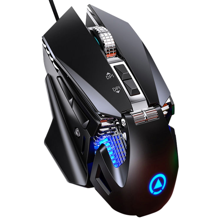 YINDIAO G10 7200DPI 7-modes Adjustable 7-keys RGB Light Wired Metal Mechanical Hard Core Macro Mouse, Style: Audio Version(Black) - free shipping - PMC TechLife - Order now!