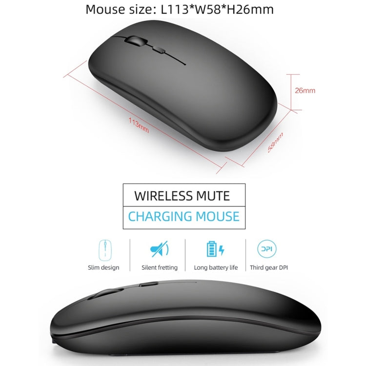 HXSJ M90 2.4GHz Ultrathin Mute Rechargeable Dual Mode Wireless Bluetooth Notebook PC Mouse (Silver) - Wireless Mice by HXSJ | Online Shopping South Africa | PMC TechLife | Buy Now Pay Later Mobicred