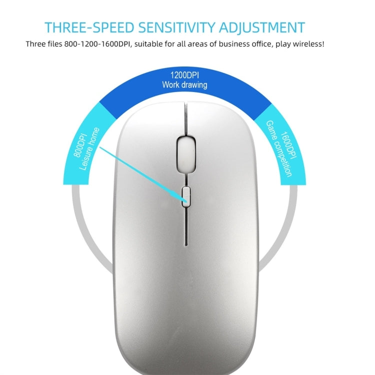 HXSJ M90 2.4GHz Ultrathin Mute Rechargeable Dual Mode Wireless Bluetooth Notebook PC Mouse (Silver) - Wireless Mice by HXSJ | Online Shopping South Africa | PMC TechLife | Buy Now Pay Later Mobicred