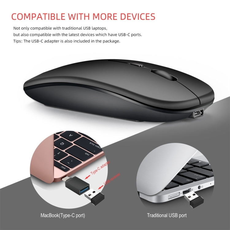 HXSJ M90 2.4GHz Ultrathin Mute Rechargeable Dual Mode Wireless Bluetooth Notebook PC Mouse (Silver) - Wireless Mice by HXSJ | Online Shopping South Africa | PMC TechLife | Buy Now Pay Later Mobicred