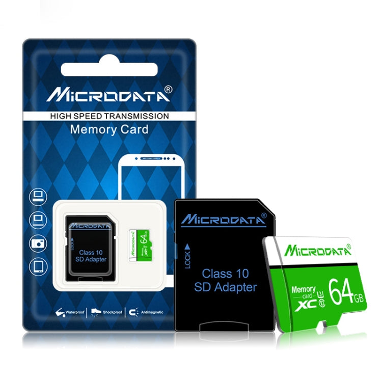 MICRODATA 64GB U3 Green and White TF(Micro SD) Memory Card - free shipping - PMC TechLife - Order now!