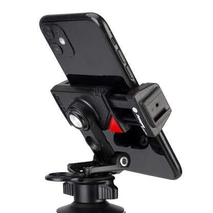 Fotopro SJ-89 Pro Carbon Fiber Texture Horizontal and Vertical Tripod Mount Adapter Phone Clamp Bracket with Cold Shoe (Black) - Stand by Fotopro | Online Shopping South Africa | PMC Jewellery