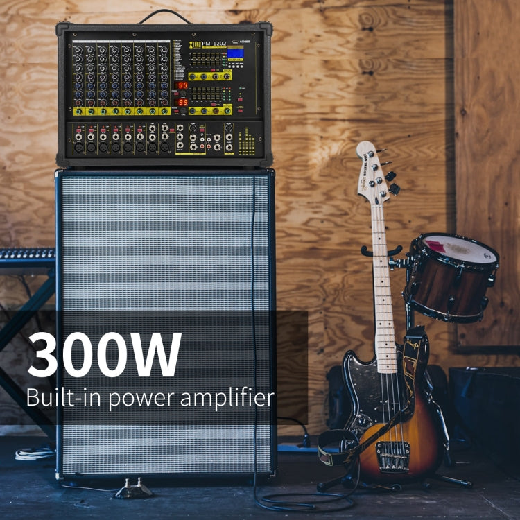 XTUGA PM1202 900W 10 Channel Stage Power Mixer 24Bit Multil-FX Processor Dual 99 DSP Effect DJ Amplifier (UK Plug) - Live Sound Effects Processors by XTUGA | Online Shopping South Africa | PMC TechLife