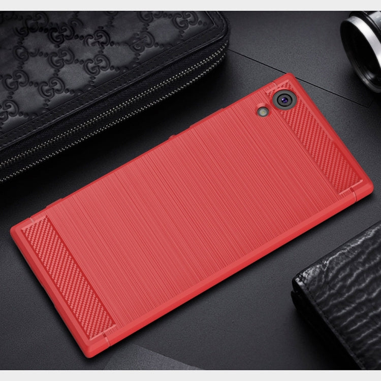For Sony Xperia XA1 Ultra Brushed Texture Carbon Fiber Shockproof TPU Rugged Armor Protective Case(Red) - free shipping - PMC TechLife - Order now!