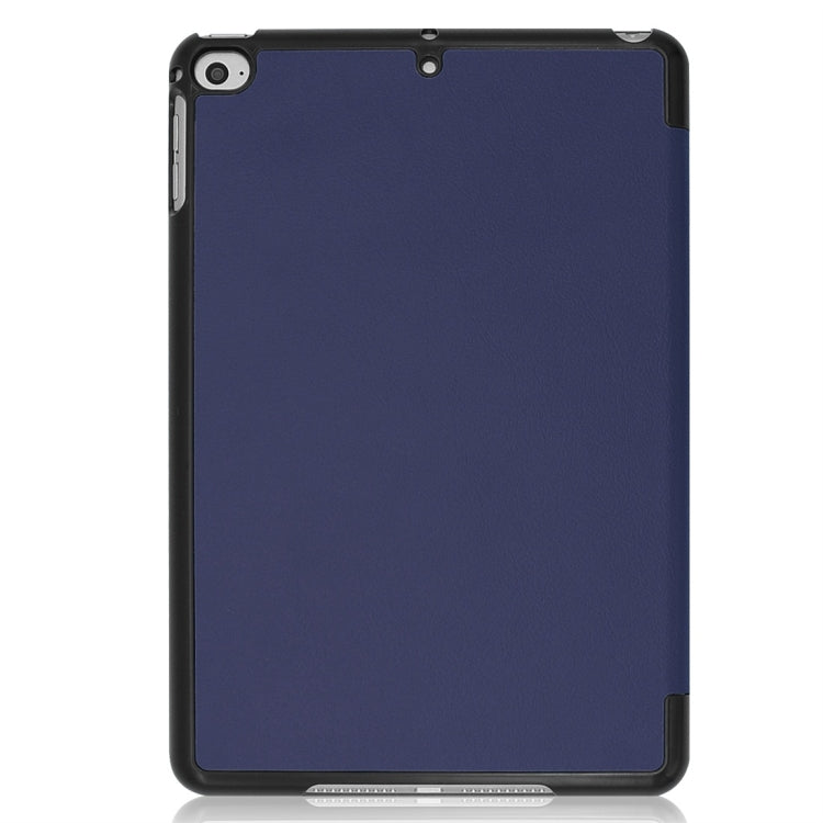 Custer Texture Horizontal Flip Smart PU Leather Case for iPad Mini 4 / Mini 5, with Sleep / Wake-up Function & Three-folding Holder (Blue) - iPad Mini 4 & 3 & 2 & 1 Cases by PMC TechLife | Online Shopping South Africa | PMC TechLife | Buy Now Pay Later Mobicred