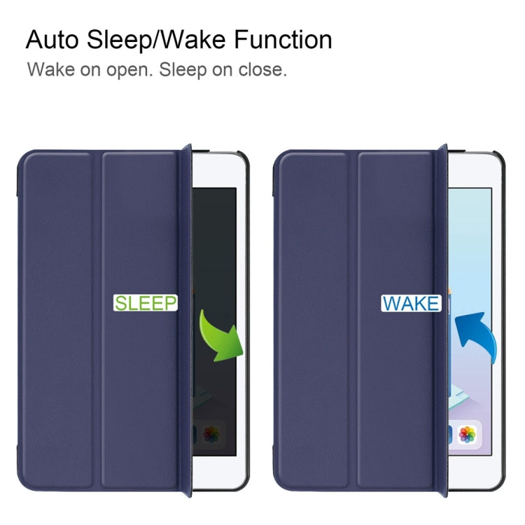 Custer Texture Horizontal Flip Smart PU Leather Case for iPad Mini 4 / Mini 5, with Sleep / Wake-up Function & Three-folding Holder (Blue) - iPad Mini 4 & 3 & 2 & 1 Cases by PMC TechLife | Online Shopping South Africa | PMC TechLife | Buy Now Pay Later Mobicred