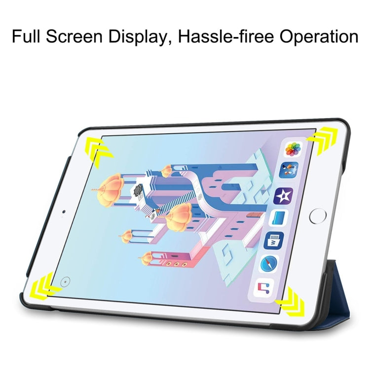 Custer Texture Horizontal Flip Smart PU Leather Case for iPad Mini 4 / Mini 5, with Sleep / Wake-up Function & Three-folding Holder (Blue) - iPad Mini 4 & 3 & 2 & 1 Cases by PMC TechLife | Online Shopping South Africa | PMC TechLife | Buy Now Pay Later Mobicred