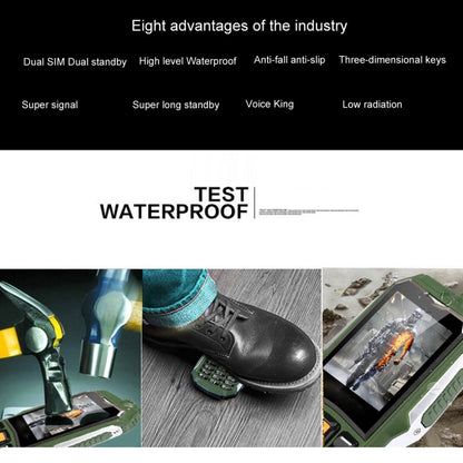 L9 Triple Proofing Elder Phone, Waterproof Shockproof Dustproof, 3800mAh Battery, 1.8 inch, 21 Keys, LED Flashlight, FM, Dual SIM(Green) - Others by PMC Jewellery | Online Shopping South Africa | PMC Jewellery