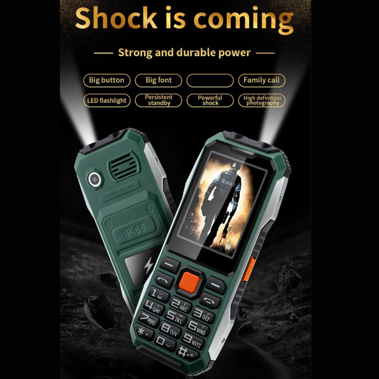 A6 Triple Proofing Elder Phone, Waterproof Shockproof Dustproof, 6800mAh Battery, 2.4 inch, 21 Keys, Bluetooth, LED Flashlight, FM, SOS, Dual SIM, Network: 2G(Black) - Others by PMC Jewellery | Online Shopping South Africa | PMC Jewellery