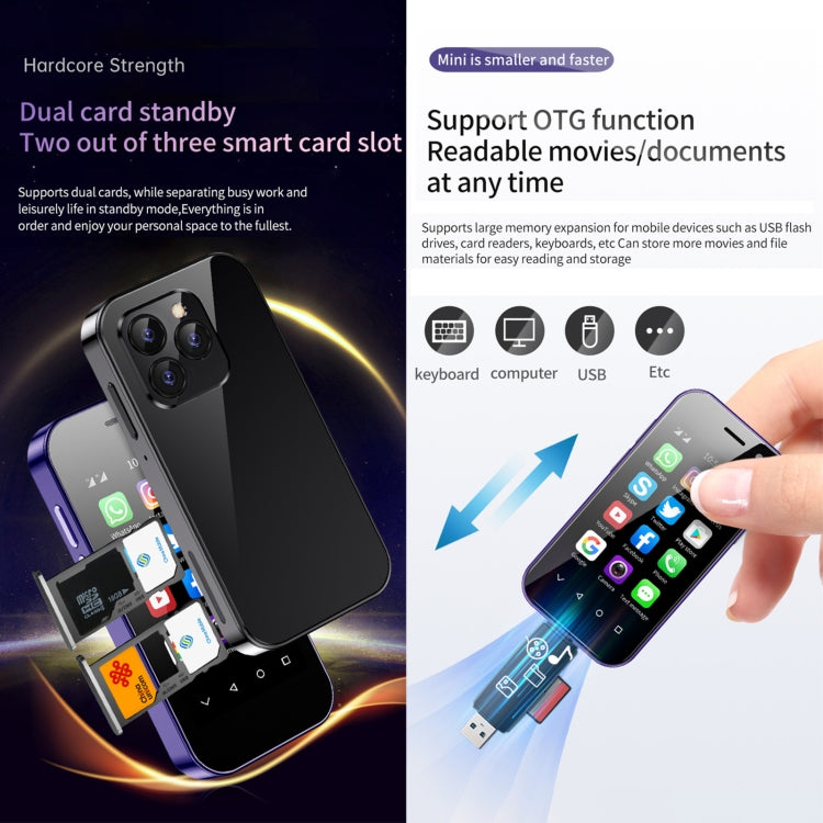 SOYES 14 Pro, 3GB+32GB, Face Recognition, 3.0 inch Android 9.0 MTK6739CW Quad Core up to 1.28GHz, OTG, Network: 4G, Dual SIM, Support Google Play (Purple) - SOYES by SOYES | Online Shopping South Africa | PMC TechLife