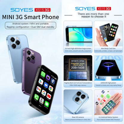 SOYES XS15, 2GB+16GB, 3.0 inch Android 8.1 MTK6580 Quad Core up to 1.3GHz, Bluetooth, WiFi, GPS, Network: 3G, Dual SIM (Black) - SOYES by SOYES | Online Shopping South Africa | PMC Jewellery