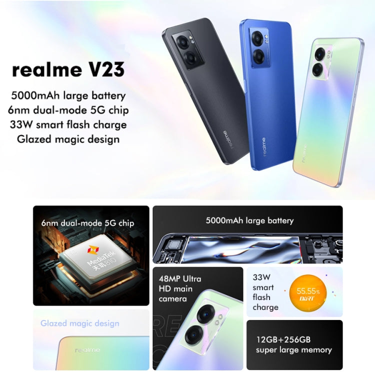 Realme V23 5G, 48MP Camera, 8GB+256GB, Dual Back Cameras, Side Fingerprint Identification, 5000mAh Battery, 6.58 inch Realme UI 3.0 / Android 12 MediaTek Dimensity 810 Octa Core up to 2.4GHz, Network: 5G, Support Google Play(Blue) - OPPO by Realme | Online Shopping South Africa | PMC Jewellery