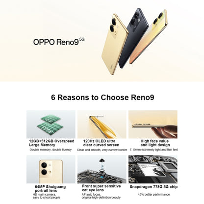 OPPO Reno9 5G, 12GB+512GB, 64MP Camera, Chinese Version, Dual Back Cameras, 6.7 inch ColorOS 13 / Android 13 Qualcomm Snapdragon 778G 5G Octa Core up to 2.4Ghz, Network: 5G, Support Google Play(Pink) - OPPO by OPPO | Online Shopping South Africa | PMC Jewellery
