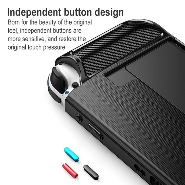 Carbon Fiber TPU Shockproof Protective Case For Nintendo Switch OLED(Blue) - Cases by PMC Jewellery | Online Shopping South Africa | PMC Jewellery