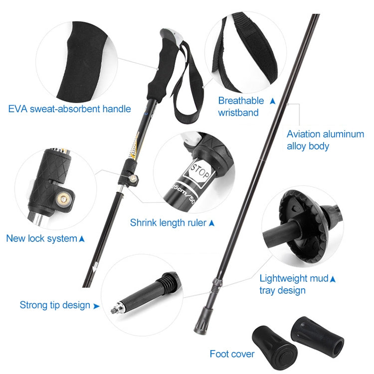 Aotu AT7558 125cm Aluminum Alloy Outdoor Camping Folding Corky Trekking Poles EVA Handle Alpenstock - Folding Crutch by AOTU | Online Shopping South Africa | PMC Jewellery | Buy Now Pay Later Mobicred