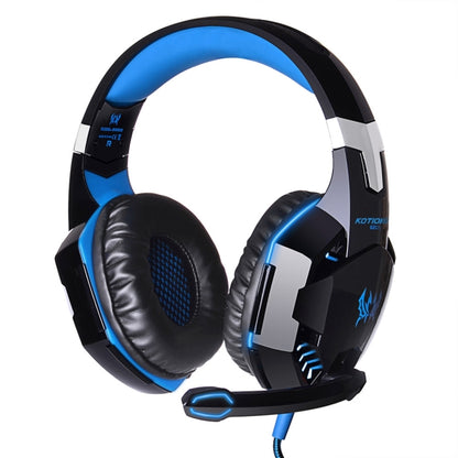 KOTION EACH G2000 Over-ear Game Gaming Headphone Headset Earphone Headband with Mic Stereo Bass LED Light for PC Gamer,Cable Length: About 2.2m(Blue + Black) - Multimedia Headset by KOTION EACH | Online Shopping South Africa | PMC Jewellery