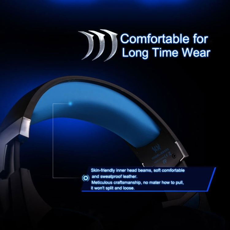 KOTION EACH G2000 Over-ear Game Gaming Headphone Headset Earphone Headband with Mic Stereo Bass LED Light for PC Gamer,Cable Length: About 2.2m(Blue + Black) - Multimedia Headset by KOTION EACH | Online Shopping South Africa | PMC Jewellery