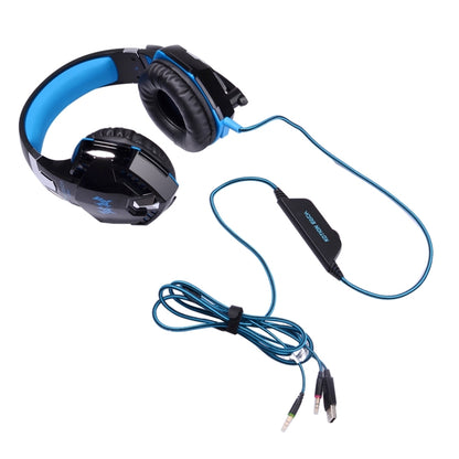 KOTION EACH G2000 Over-ear Game Gaming Headphone Headset Earphone Headband with Mic Stereo Bass LED Light for PC Gamer,Cable Length: About 2.2m(Blue + Black) - Multimedia Headset by KOTION EACH | Online Shopping South Africa | PMC Jewellery