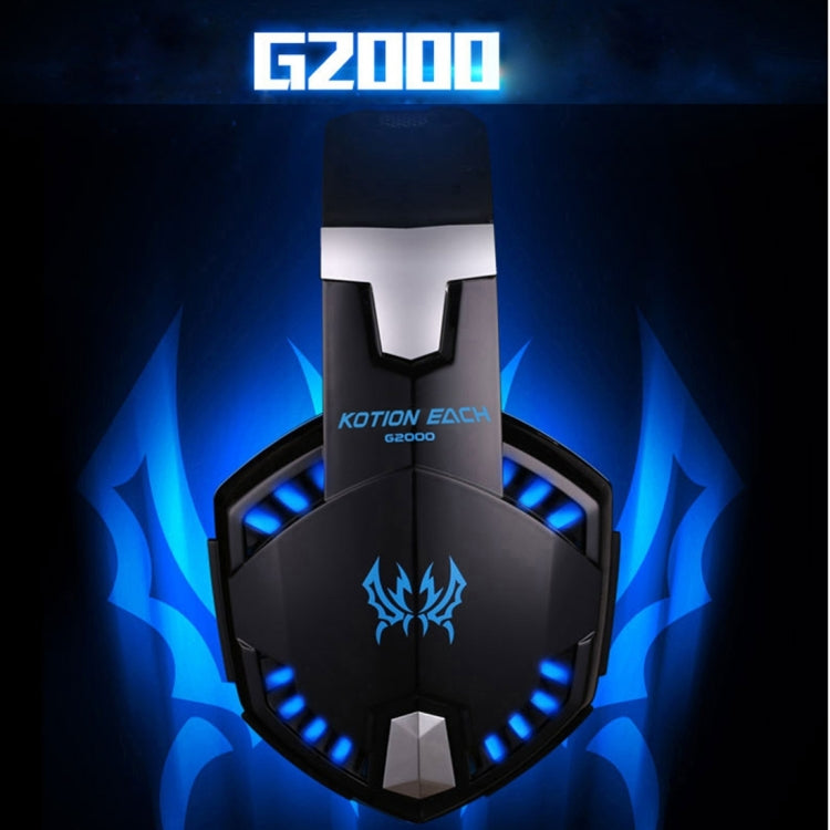 KOTION EACH G2000 Over-ear Game Gaming Headphone Headset Earphone Headband with Mic Stereo Bass LED Light for PC Gamer,Cable Length: About 2.2m(Blue + Black) - Multimedia Headset by KOTION EACH | Online Shopping South Africa | PMC Jewellery