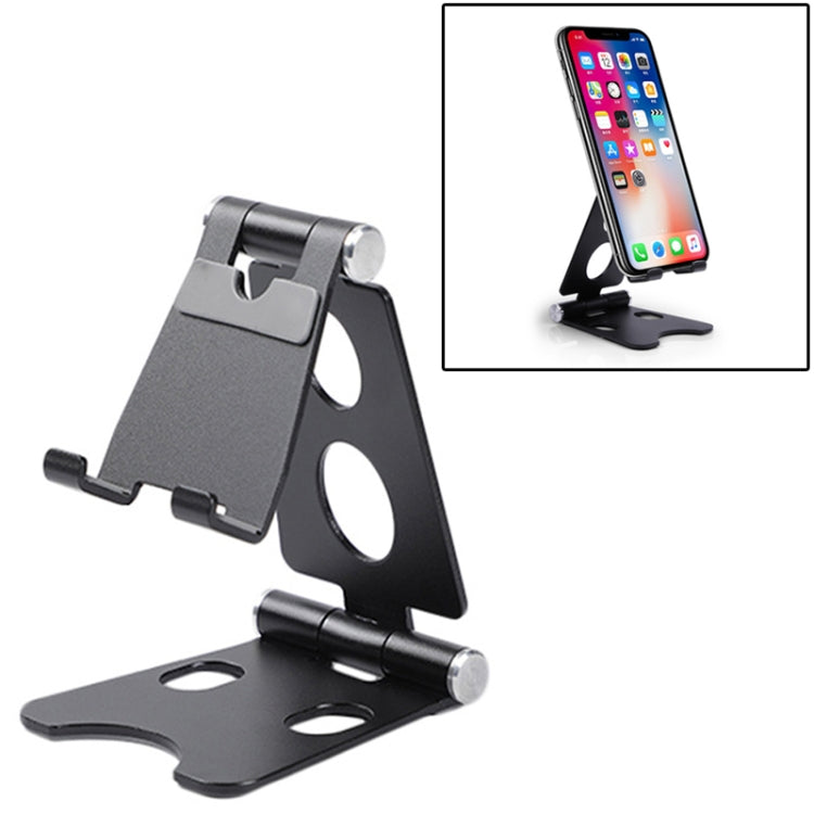 ROOSTAND R2 Aluminum Alloy Mobile Desktop Tablet Bracket Double Folding Lazy Artifact, Size: 6.4x7x9cm(Black) - Desktop Holder by PMC Jewellery | Online Shopping South Africa | PMC Jewellery