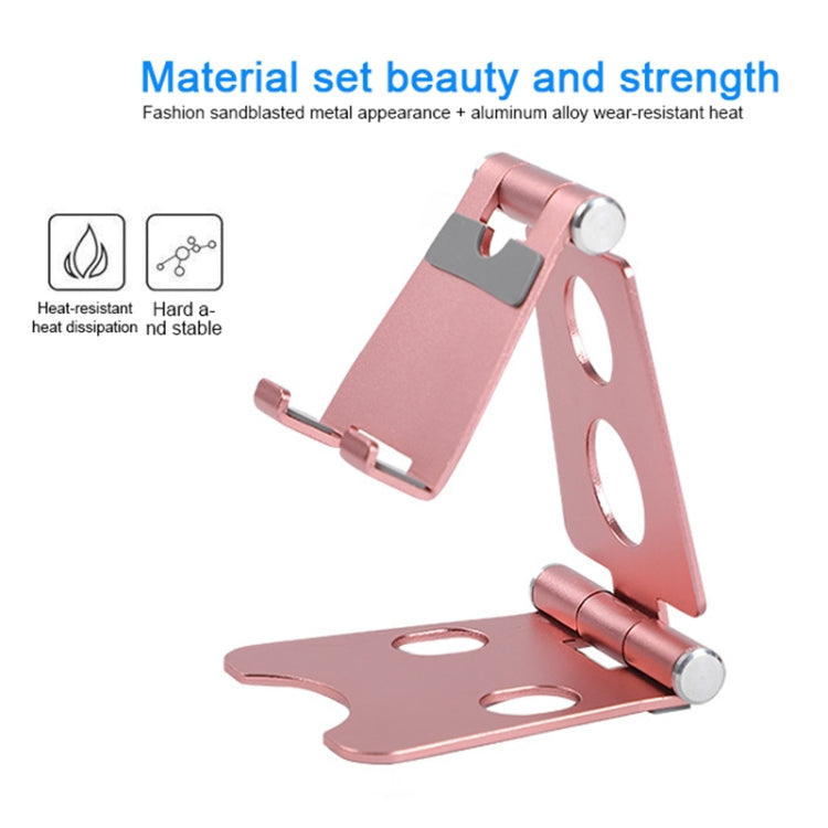 ROOSTAND R2 Aluminum Alloy Mobile Desktop Tablet Bracket Double Folding Lazy Artifact, Size: 6.4x7x9cm(Rose Red) - Desktop Holder by PMC TechLife | Online Shopping South Africa | PMC TechLife