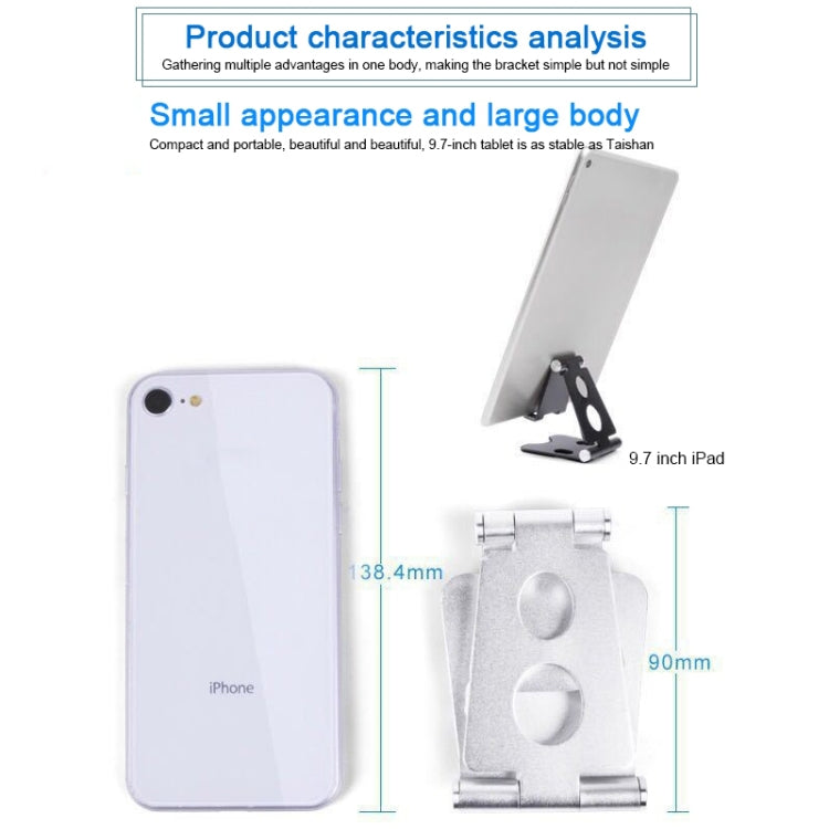 ROOSTAND R2 Aluminum Alloy Mobile Desktop Tablet Bracket Double Folding Lazy Artifact, Size: 6.4x7x9cm(Silver) - Desktop Holder by PMC TechLife | Online Shopping South Africa | PMC TechLife