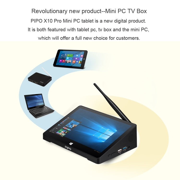 PiPo X10 Pro TV Box Style Tablet Mini PC, 6GB+64GB, 5000mAh Battery, 10.1 inch Windows 10 Intel Intel Celeron Processor N4020 Quad Core up to 2.8Ghz, Support TF Card & Bluetooth & WiFi & LAN & HDMI - Windows Mini PCs by PiPo | Online Shopping South Africa | PMC Jewellery