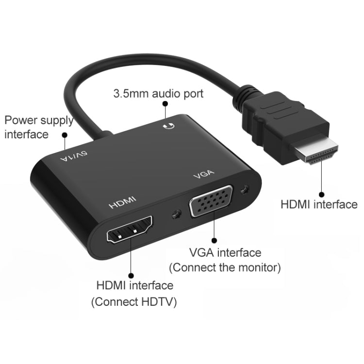 Onten 5165HV HDMI to HDMI + VGA Adapter - Adapter by Onten | Online Shopping South Africa | PMC TechLife | Buy Now Pay Later Mobicred