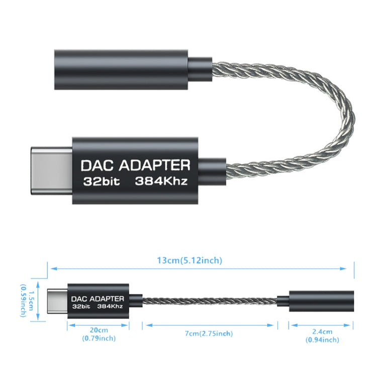 TA12-R2 USB-C / Type-C Male to 3.5mm Audio Female Single Crystal Copper Braid Earphone Adapter(Black Grey) - free shipping - PMC TechLife - Order now!
