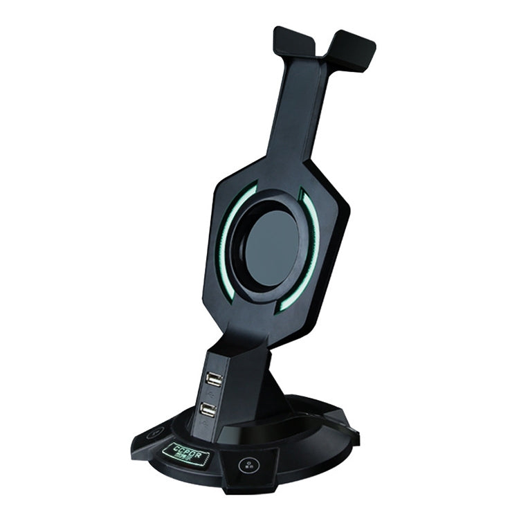 R-008-02 Luminous Integrated Mecha-shaped Headset Holder with Dual USB Ports & Computer Switch - Anti-lost & Holder by PMC TechLife | Online Shopping South Africa | PMC TechLife