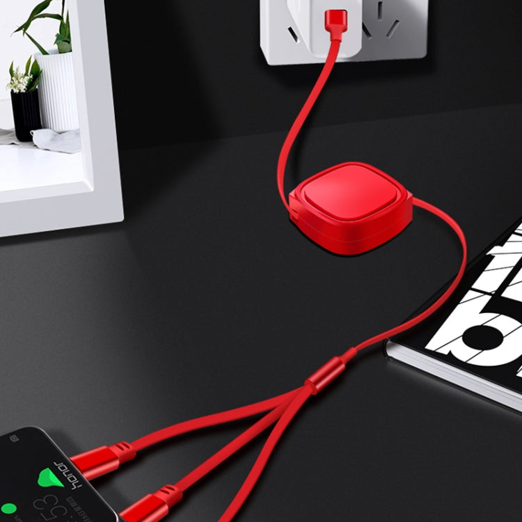 1.2m 3.5A Max 3 in 1 USB to USB-C / Type-C + 8Pin + Micro USB Retractable Charging Cable(Blue) - Multifunction Cable by PMC TechLife | Online Shopping South Africa | PMC TechLife