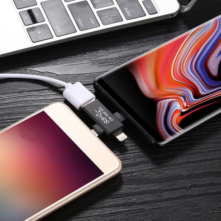 3 in 1 USB 3.0 to 8 Pin + Micro USB + USB-C / Type-C Interface Multifunctional OTG Adapter - OTG Adapter by PMC TechLife | Online Shopping South Africa | PMC TechLife