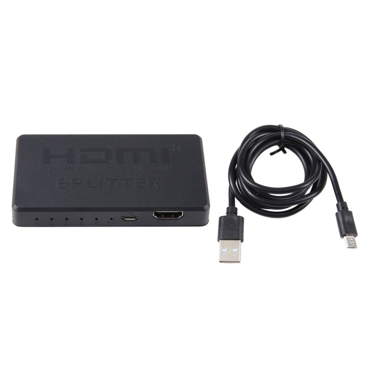 3D 4K HDMI Splitter Box, 1 Input x 4 Output, USB Power Supply(Black) - Splitter by PMC TechLife | Online Shopping South Africa | PMC TechLife | Buy Now Pay Later Mobicred
