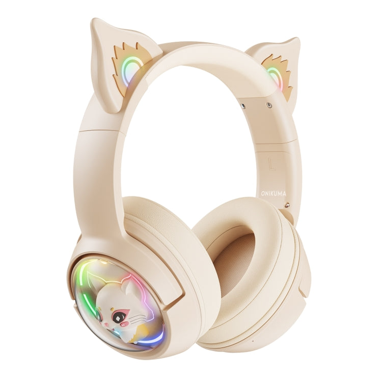 B5 Cat Ear Design USB-C / Type-C RGB Wireless Bluetooth HiFi Headset (Beige) - Multimedia Headset by PMC Jewellery | Online Shopping South Africa | PMC Jewellery