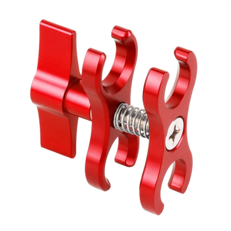 PULUZ Dual Ball Clamp Open Hole Diving Camera Bracket CNC Aluminum Spring Flashlight Clamp for Diving Underwater Photography System(Red) - Diving Accessories by PULUZ | Online Shopping South Africa | PMC Jewellery | Buy Now Pay Later Mobicred