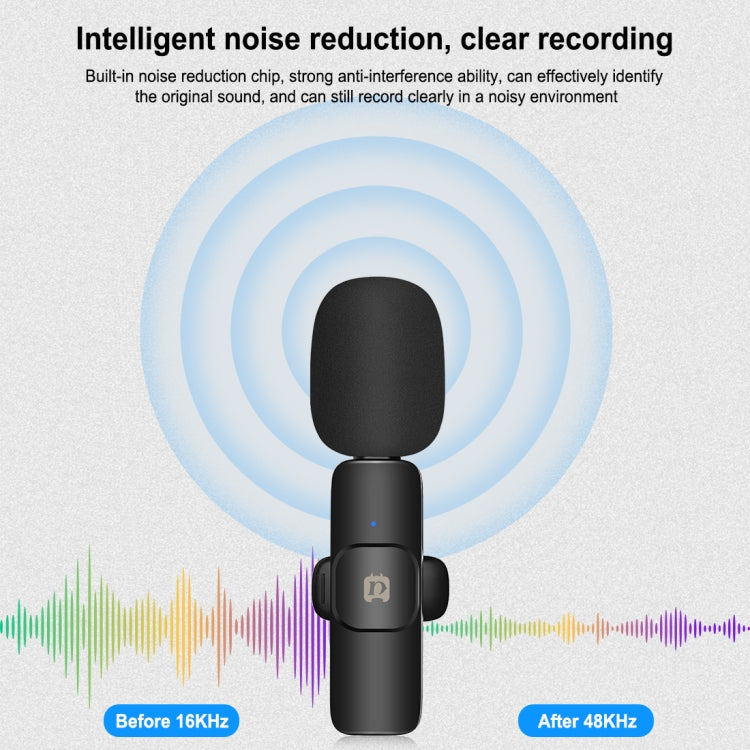 PULUZ Wireless Lavalier Noise Reduction Reverb Microphone for 8-Pin Device, Support Phone Charging(Black) - Microphone by PULUZ | Online Shopping South Africa | PMC TechLife