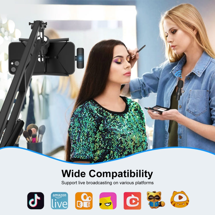 PULUZ Wireless Lavalier Noise Reduction Reverb Microphone for 8-Pin Device, Support Phone Charging(Black) - Microphone by PULUZ | Online Shopping South Africa | PMC TechLife